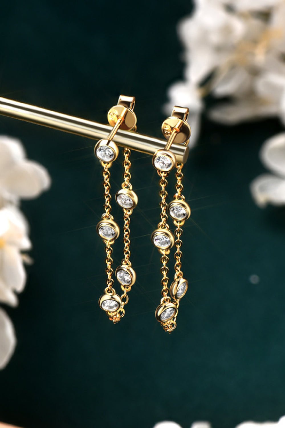1 Carat Moissanite 925 Sterling Silver Chain Earrings - Loulou Boutique
