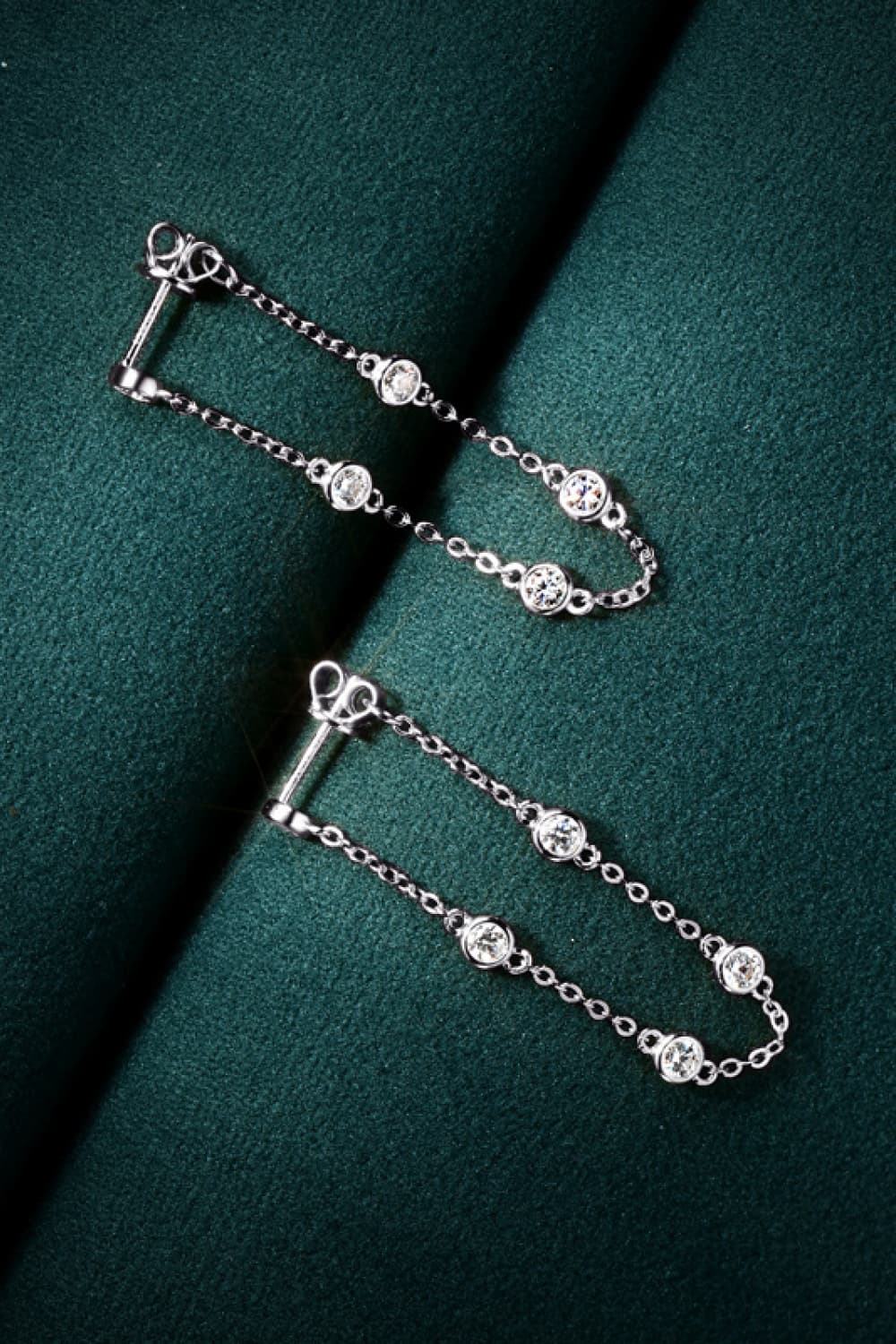 1 Carat Moissanite 925 Sterling Silver Chain Earrings - Loulou Boutique