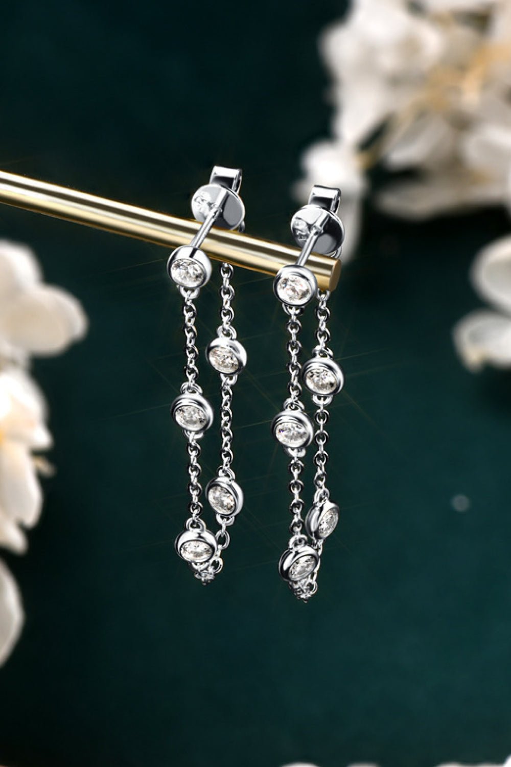 1 Carat Moissanite 925 Sterling Silver Chain Earrings - Loulou Boutique