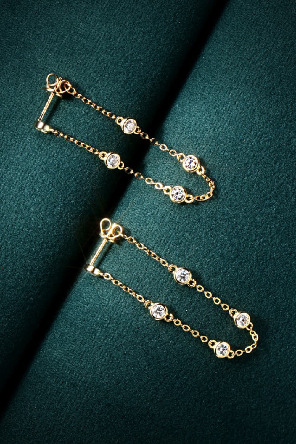1 Carat Moissanite 925 Sterling Silver Chain Earrings - Loulou Boutique