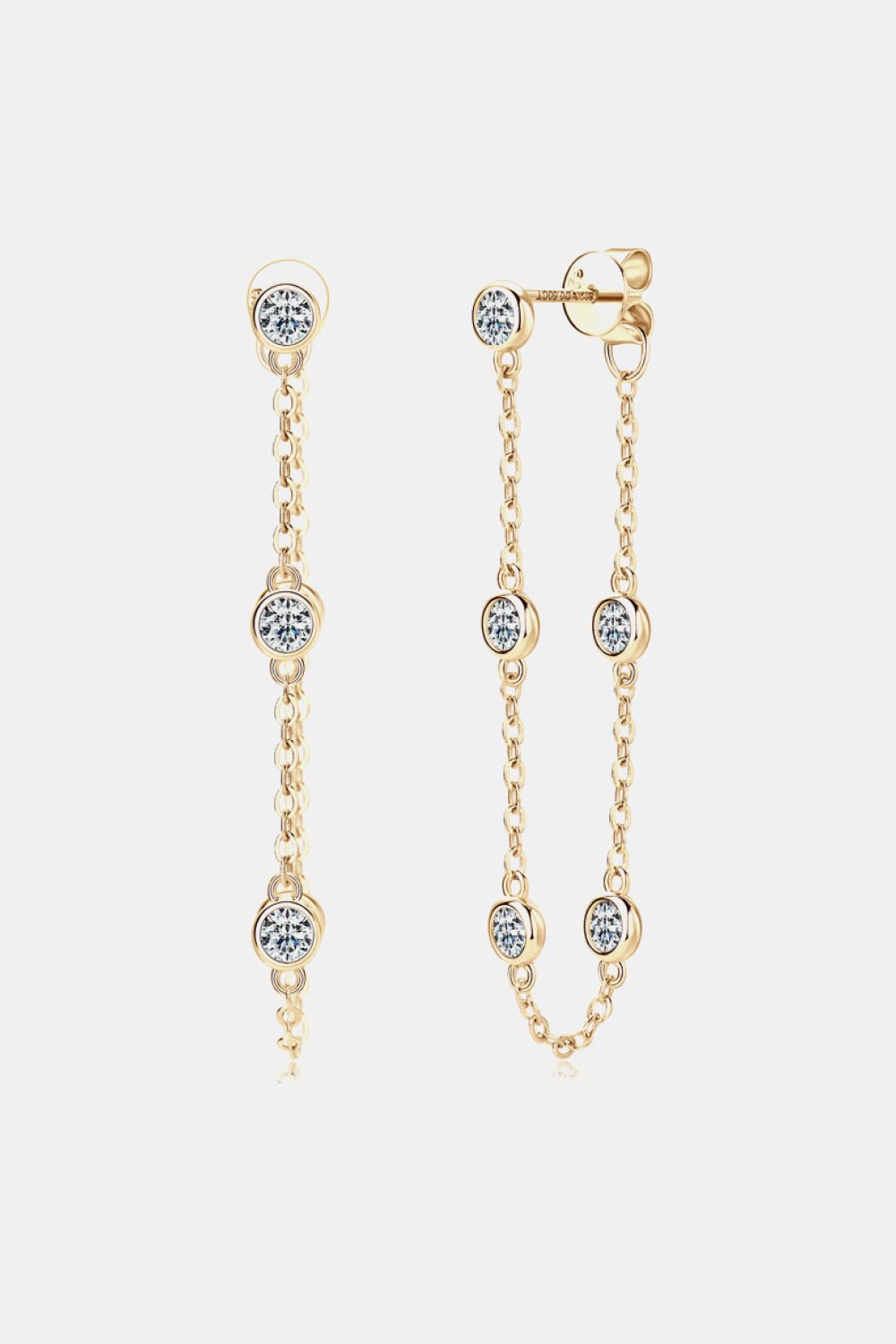 1 Carat Moissanite 925 Sterling Silver Chain Earrings - Loulou Boutique