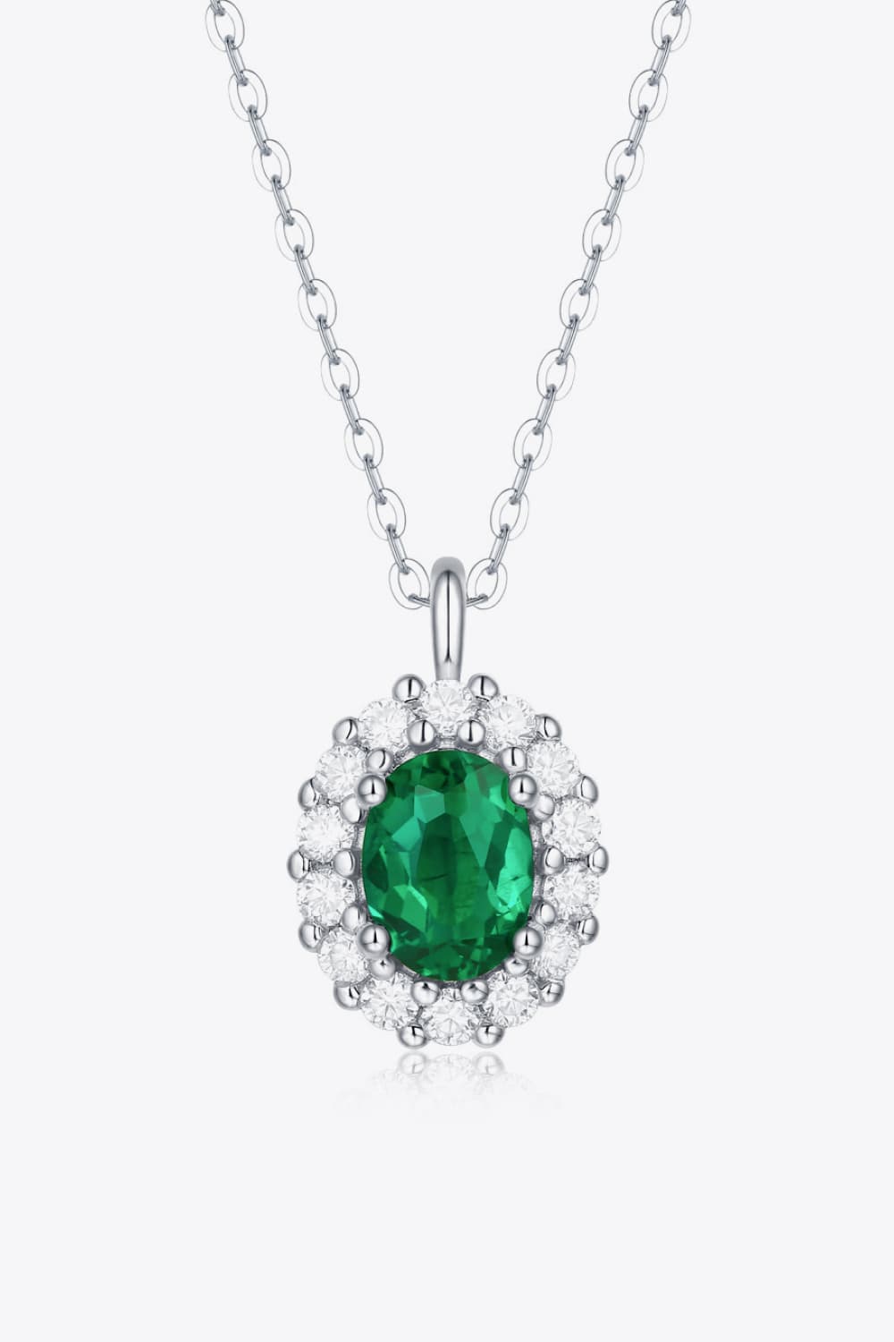1.5 Carat Lab-Grown Emerald 925 Sterling Silver Necklace - Loulou Boutique