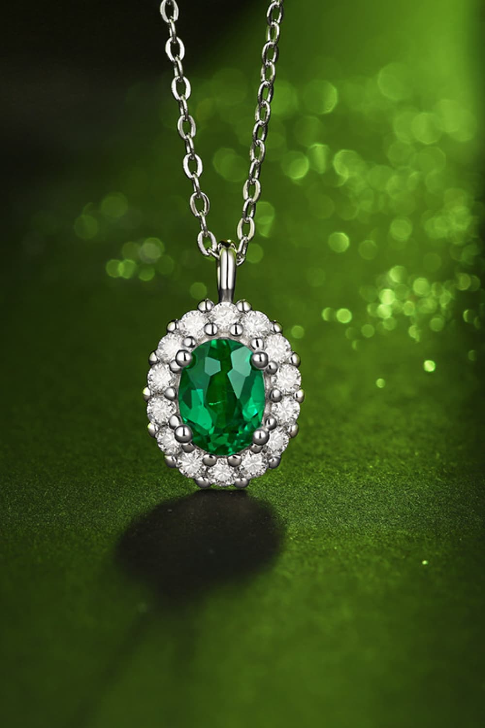 1.5 Carat Lab-Grown Emerald 925 Sterling Silver Necklace - Loulou Boutique