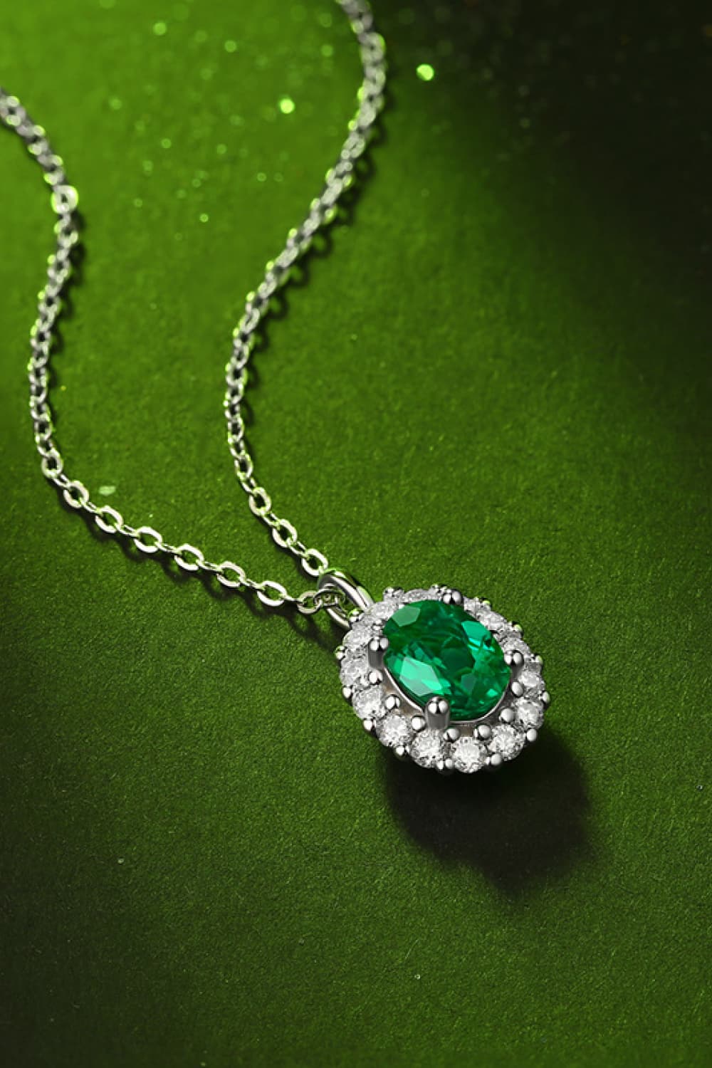 1.5 Carat Lab-Grown Emerald 925 Sterling Silver Necklace - Loulou Boutique