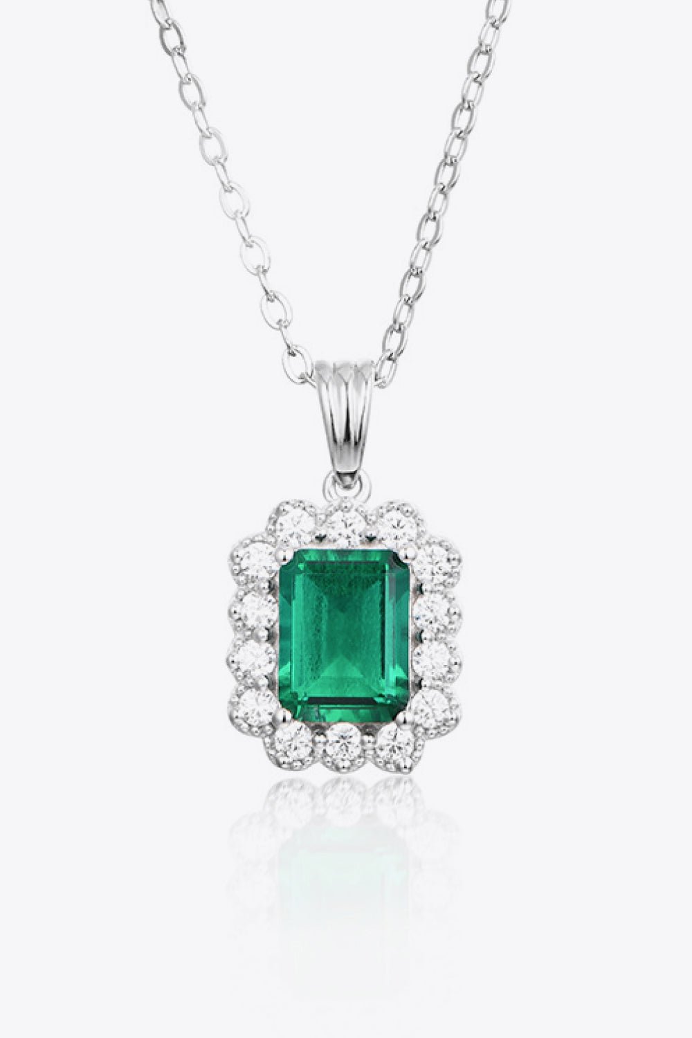 1.5 Carat Lab-Grown Emerald Pendant 925 Sterling Silver Necklace - Loulou Boutique