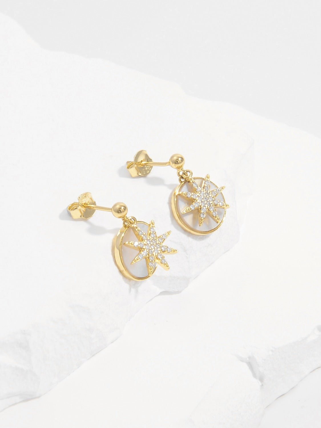 18K Gold - Plated 925 Sterling Silver Star Shape Earrings - Loulou Boutique