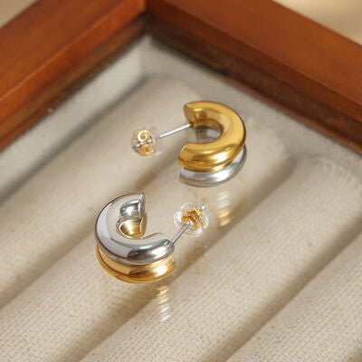 18K Gold-Plated C-Hoop Earrings - Loulou Boutique