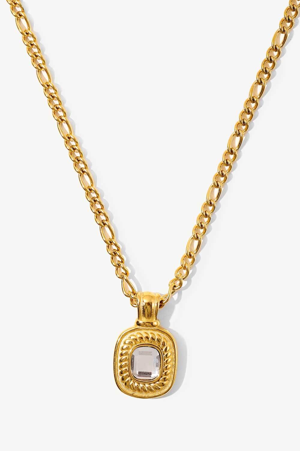 18K Gold Plated Inlaid Rhinestone Pendant Necklace - Loulou Boutique