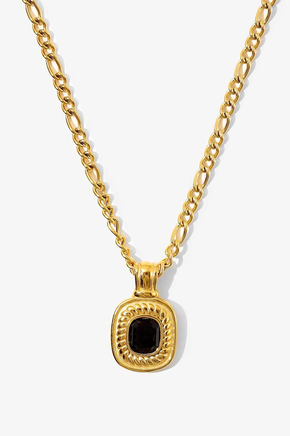 18K Gold Plated Inlaid Rhinestone Pendant Necklace - Loulou Boutique