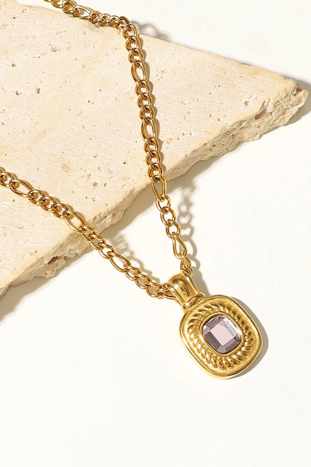 18K Gold Plated Inlaid Rhinestone Pendant Necklace - Loulou Boutique
