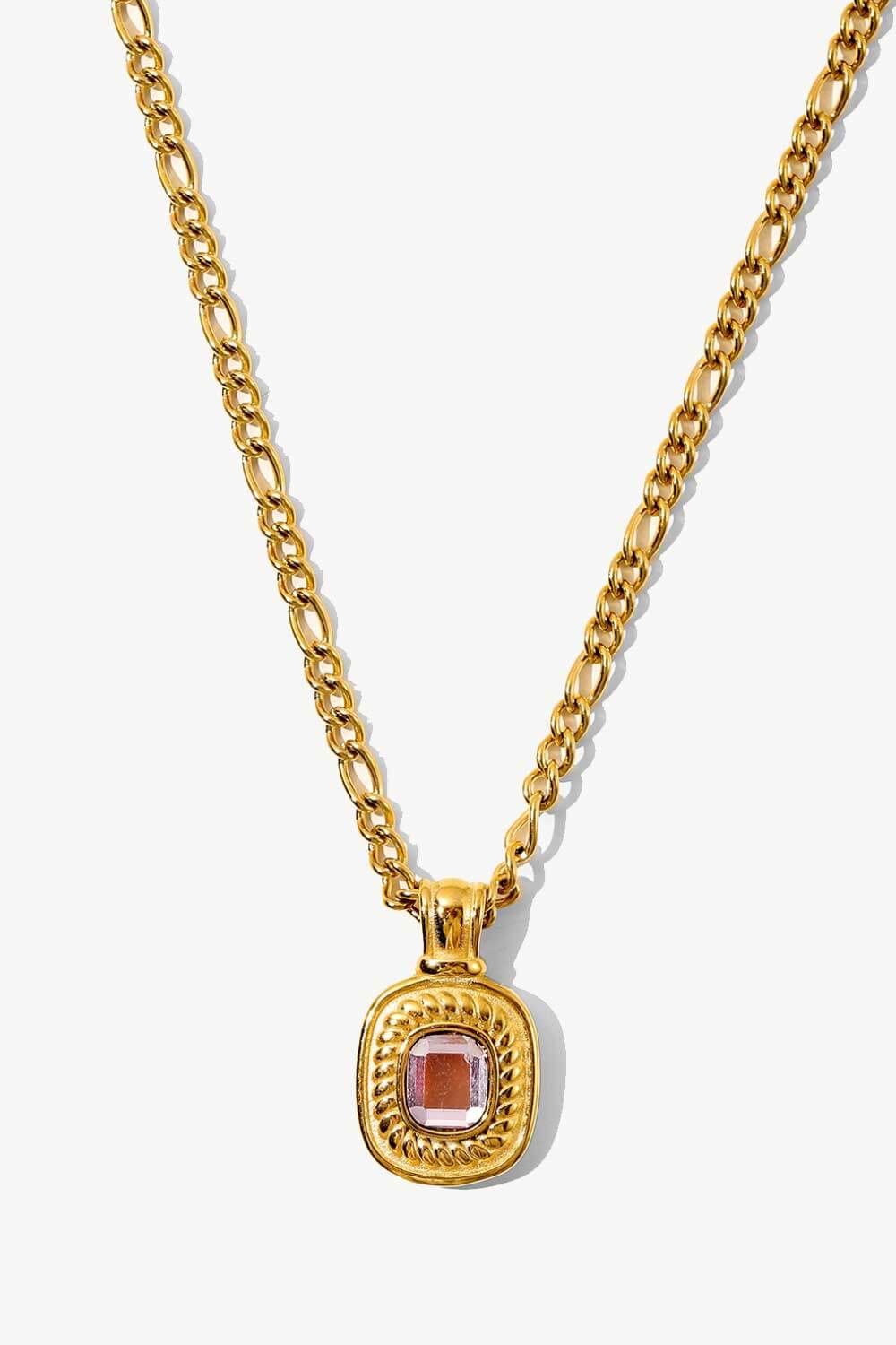 18K Gold Plated Inlaid Rhinestone Pendant Necklace - Loulou Boutique