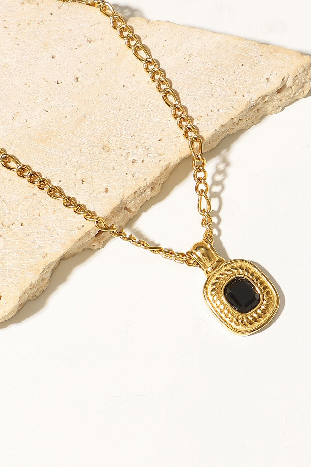 18K Gold Plated Inlaid Rhinestone Pendant Necklace - Loulou Boutique