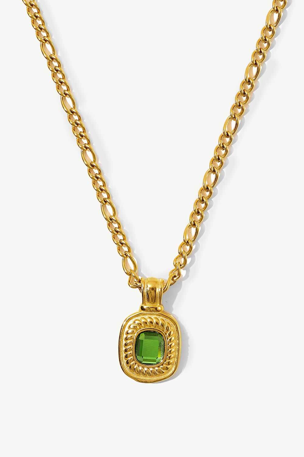18K Gold Plated Inlaid Rhinestone Pendant Necklace - Loulou Boutique