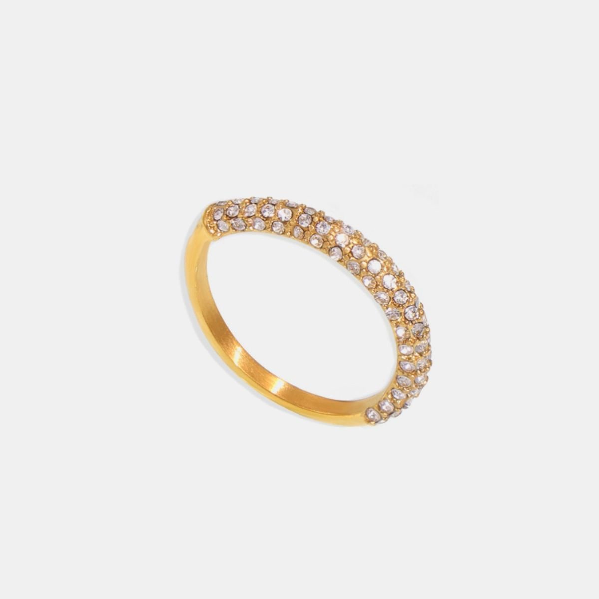 18K Gold - Plated Inlaid Zircon Ring - Loulou Boutique