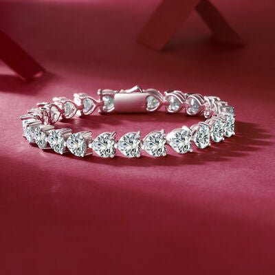 24 Carat Moissanite 925 Sterling Silver Heart Bracelet - Loulou Boutique