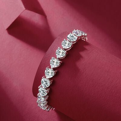 24 Carat Moissanite 925 Sterling Silver Heart Bracelet - Loulou Boutique