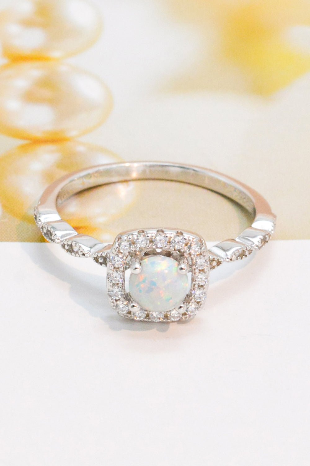 925 Sterling Silver Inlaid Opal Ring - Loulou Boutique