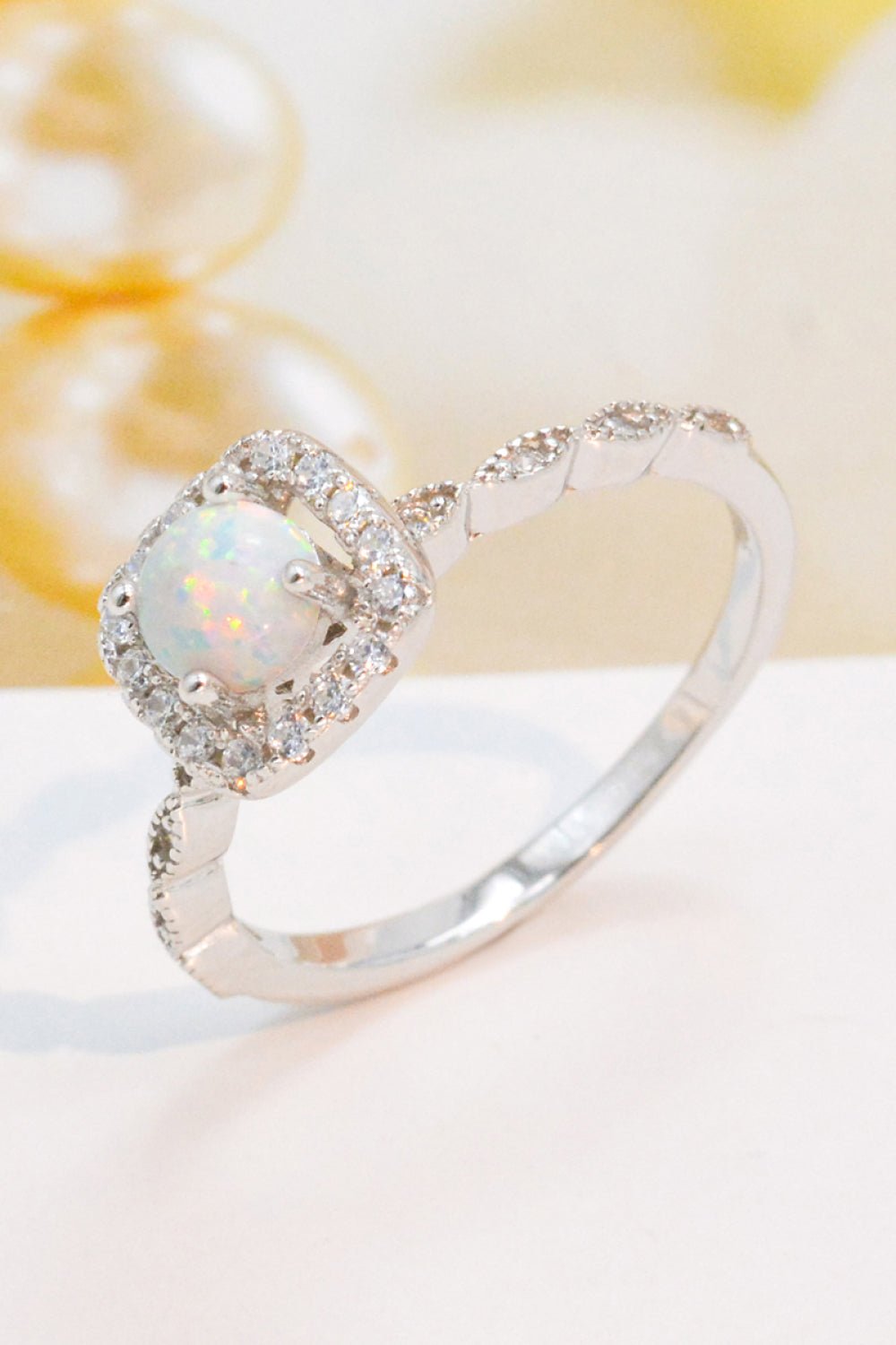 925 Sterling Silver Inlaid Opal Ring - Loulou Boutique
