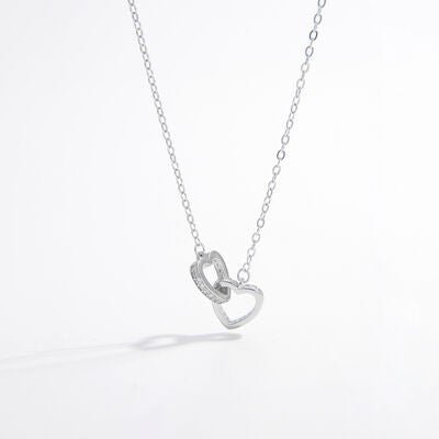 925 Sterling Silver Inlaid Zircon Heart Necklace - Loulou Boutique