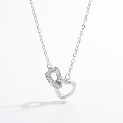 925 Sterling Silver Inlaid Zircon Heart Necklace - Loulou Boutique