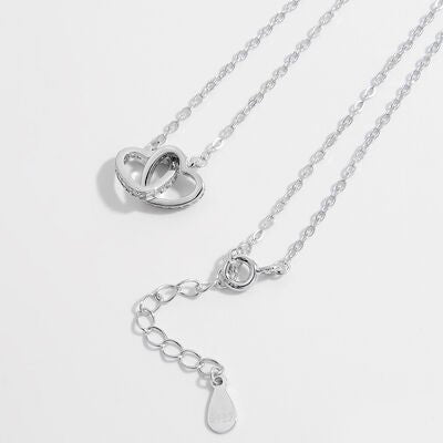 925 Sterling Silver Inlaid Zircon Heart Necklace - Loulou Boutique