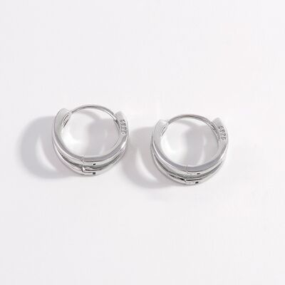 925 Sterling Silver Inlaid Zircon Huggie Earrings - Loulou Boutique
