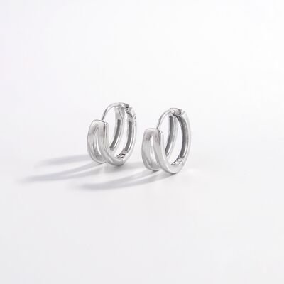 925 Sterling Silver Inlaid Zircon Huggie Earrings - Loulou Boutique