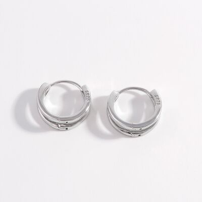 925 Sterling Silver Inlaid Zircon Huggie Earrings - Loulou Boutique