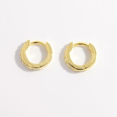 925 Sterling Silver Inlaid Zircon Huggie Earrings - Loulou Boutique