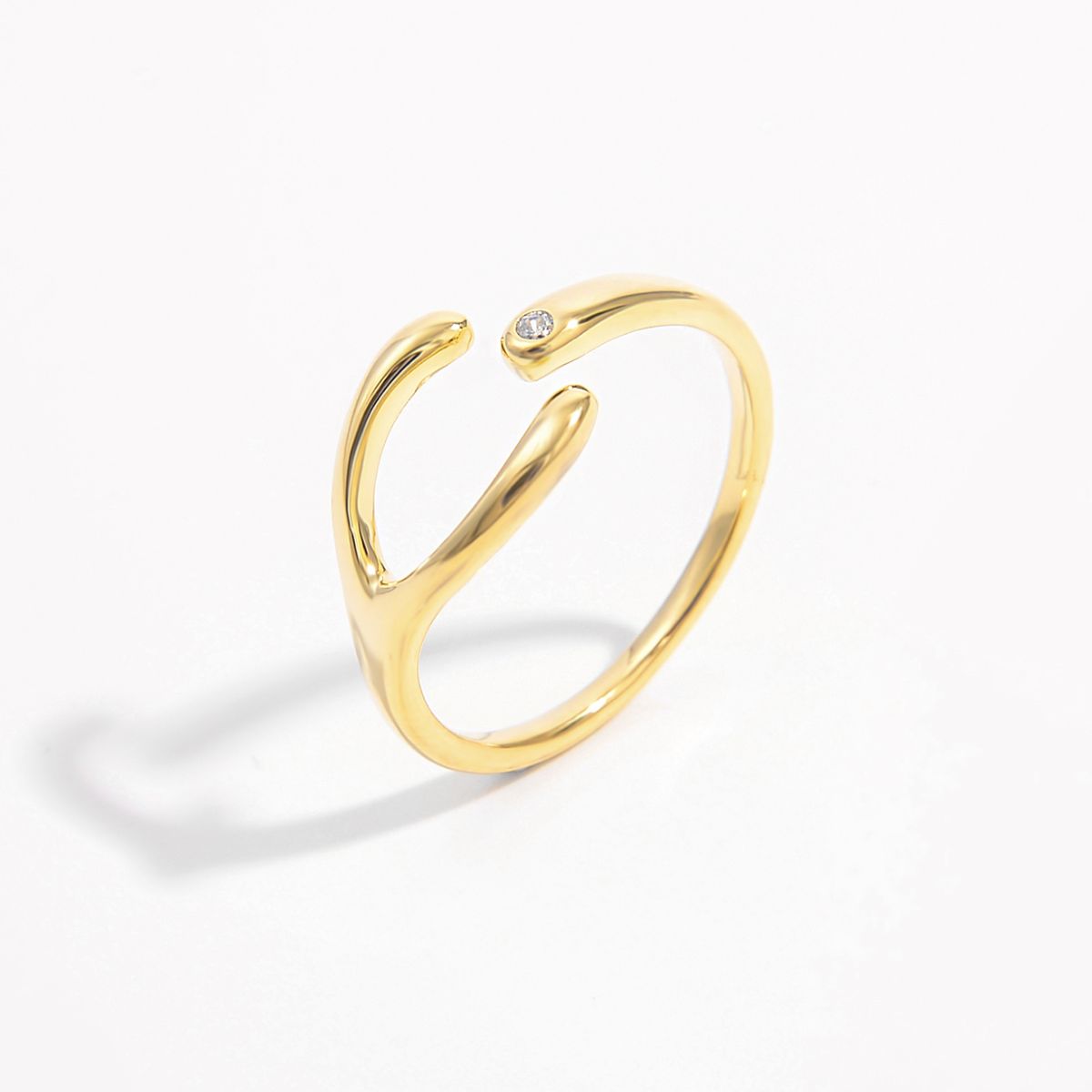 925 Sterling Silver Inlaid Zircon Open Ring - Loulou Boutique