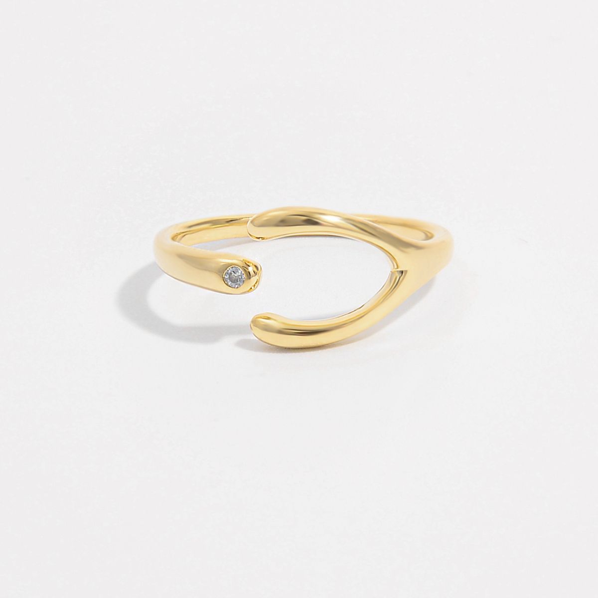 925 Sterling Silver Inlaid Zircon Open Ring - Loulou Boutique