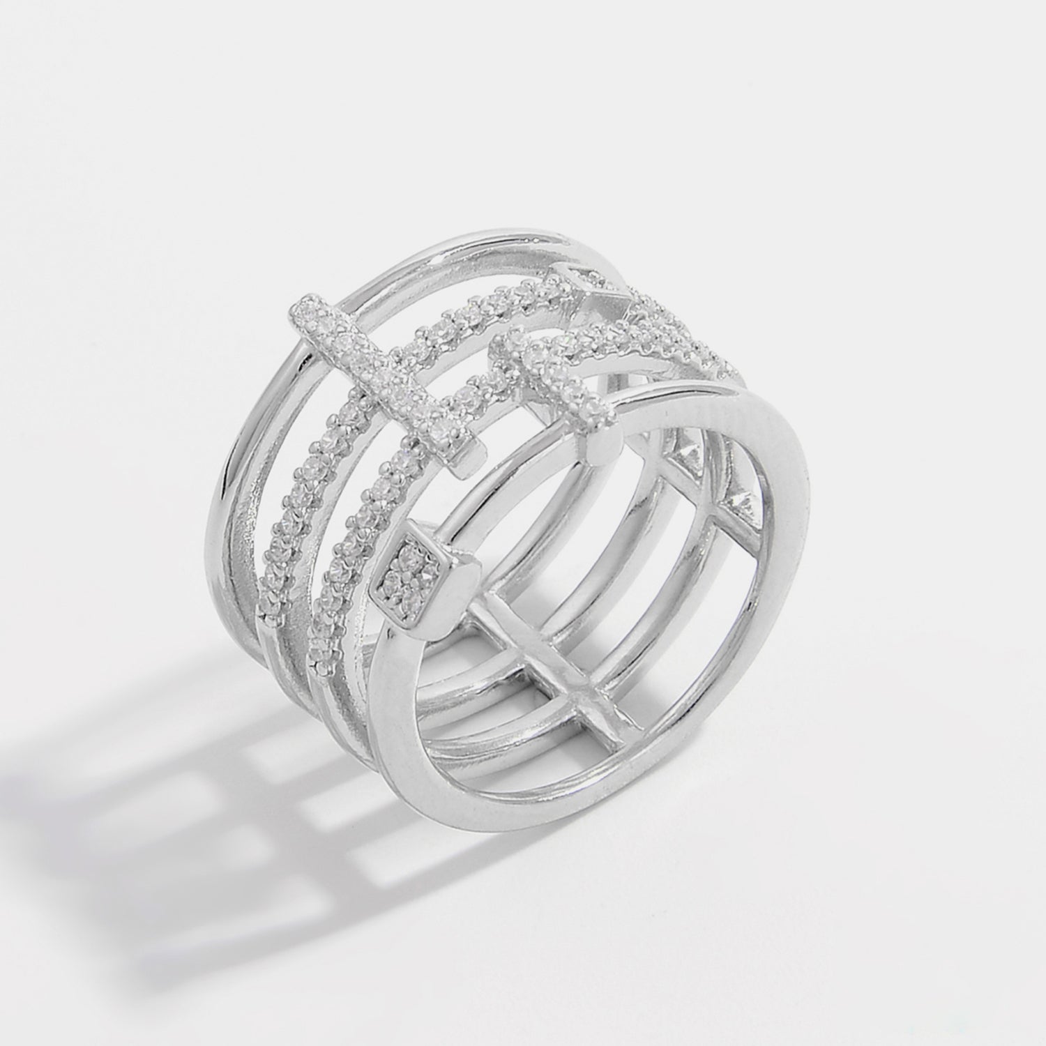 925 Sterling Silver Inlaid Zircon Ring - Loulou Boutique