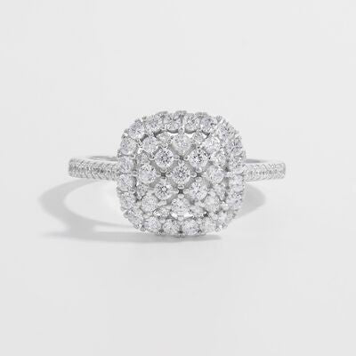 925 Sterling Silver Inlaid Zircon Square Shape Ring - Loulou Boutique