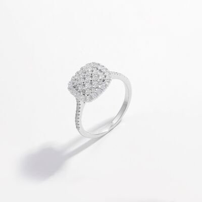 925 Sterling Silver Inlaid Zircon Square Shape Ring - Loulou Boutique