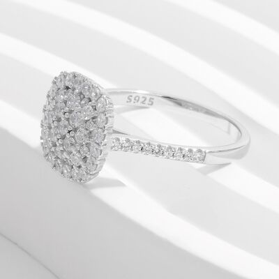 925 Sterling Silver Inlaid Zircon Square Shape Ring - Loulou Boutique