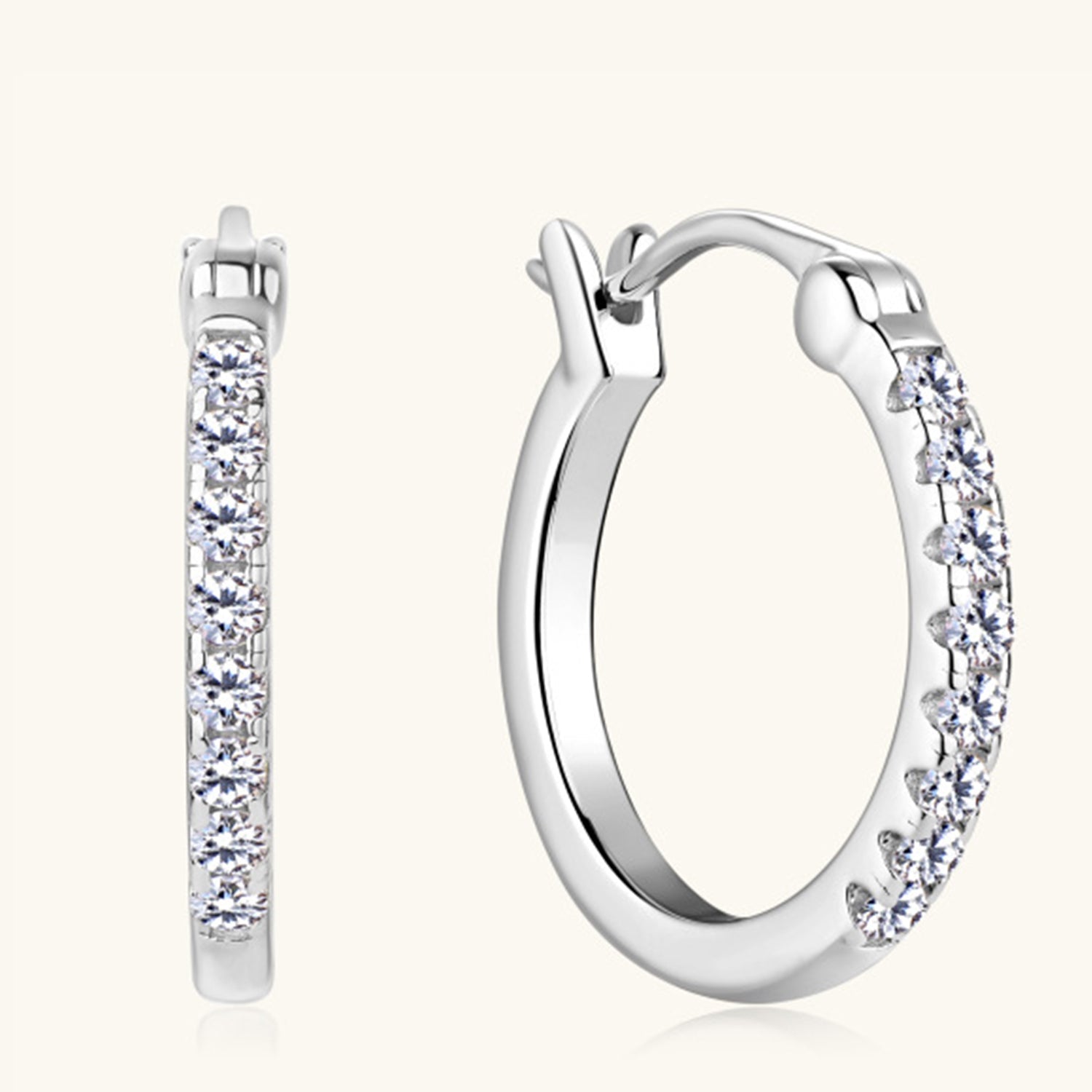 925 Sterling Silver Moissanite Huggie Earrings - Loulou Boutique