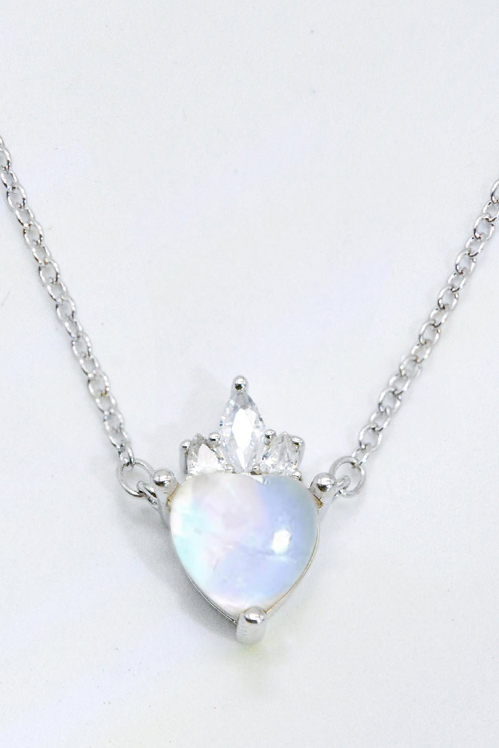 925 Sterling Silver Moonstone Heart Pendant Necklace - Loulou Boutique