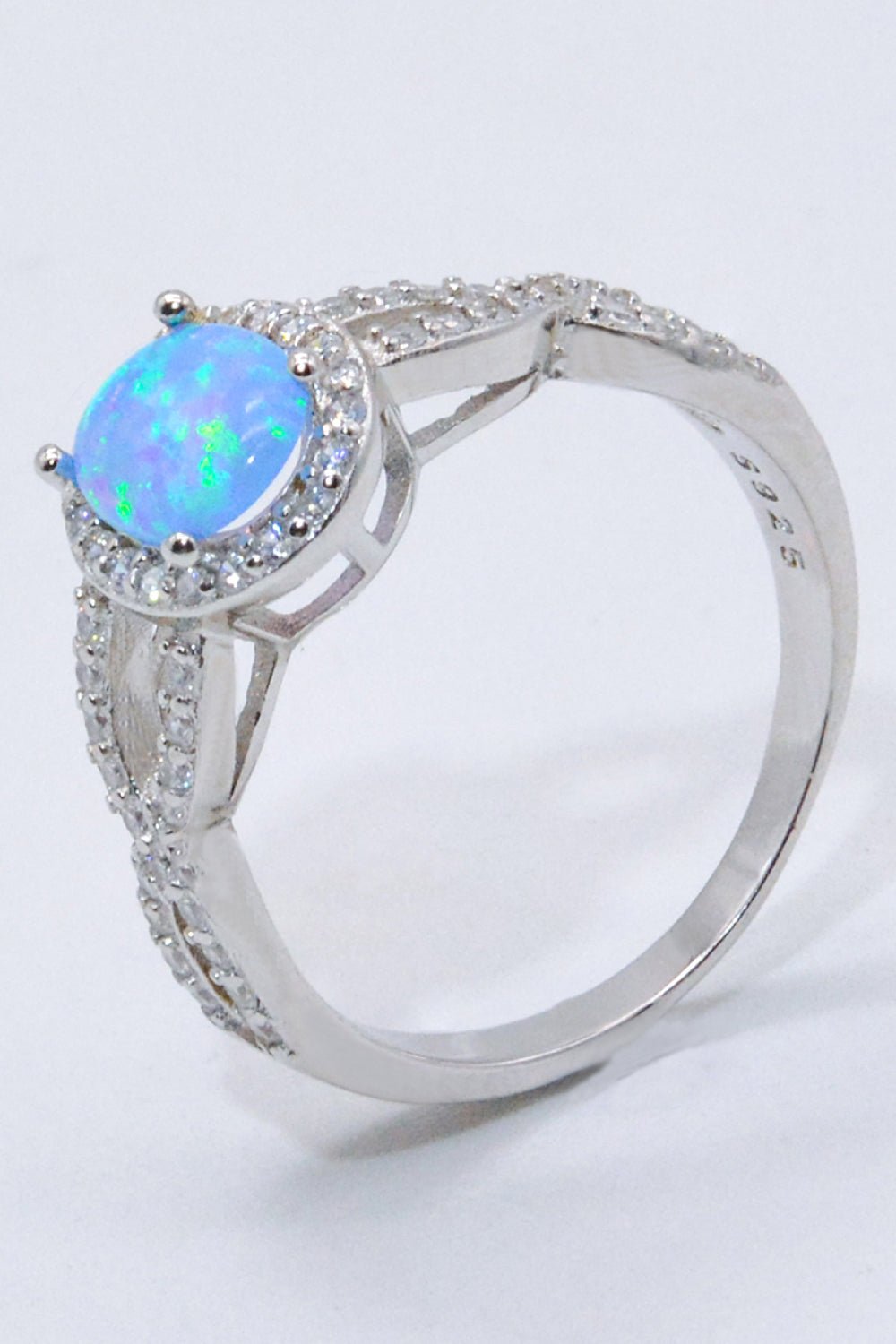 925 Sterling Silver Opal Halo Ring - Loulou Boutique