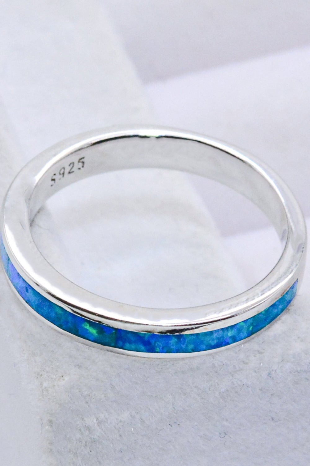 925 Sterling Silver Opal Ring in Sky Blue - Loulou Boutique