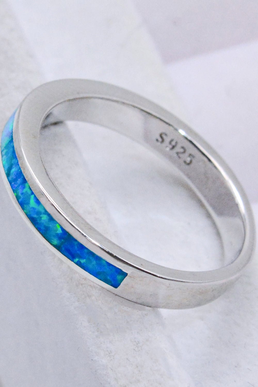 925 Sterling Silver Opal Ring in Sky Blue - Loulou Boutique