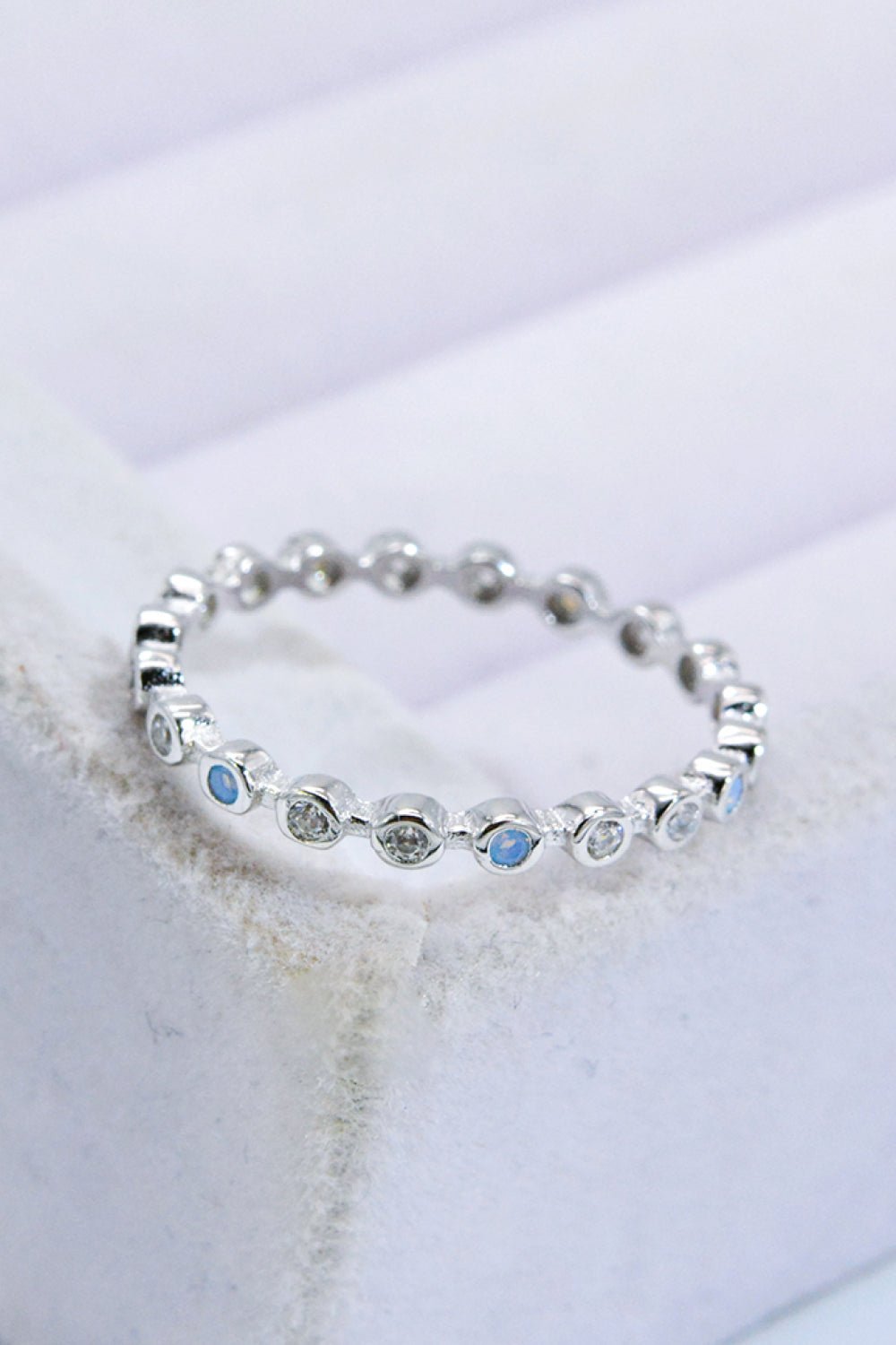 925 Sterling Silver Zircon and Natural Moonstone Ring - Loulou Boutique