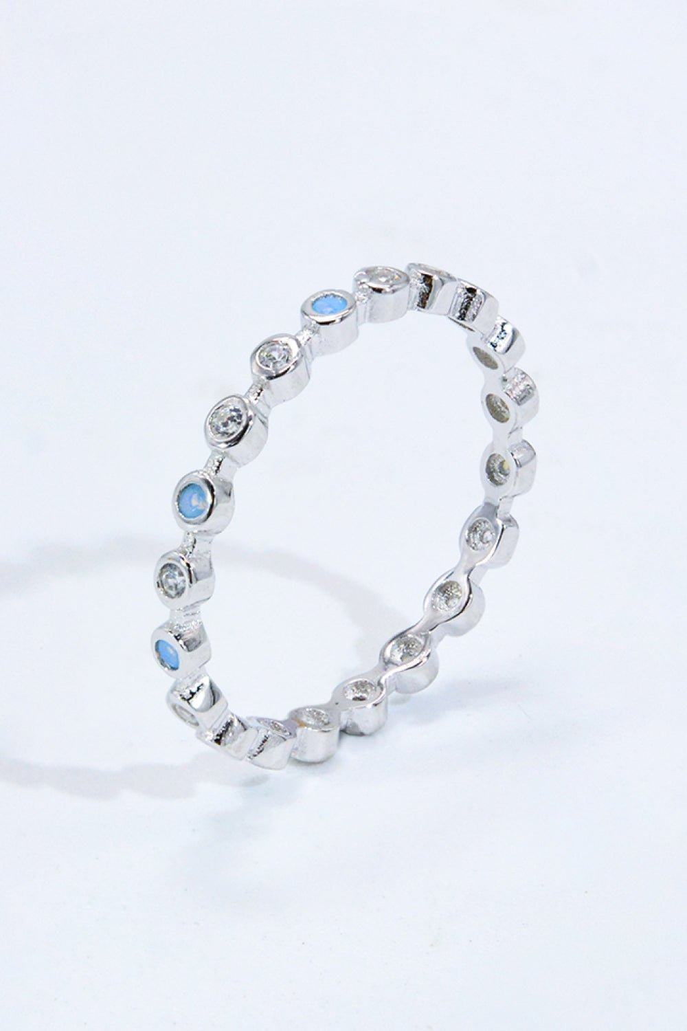 925 Sterling Silver Zircon and Natural Moonstone Ring - Loulou Boutique