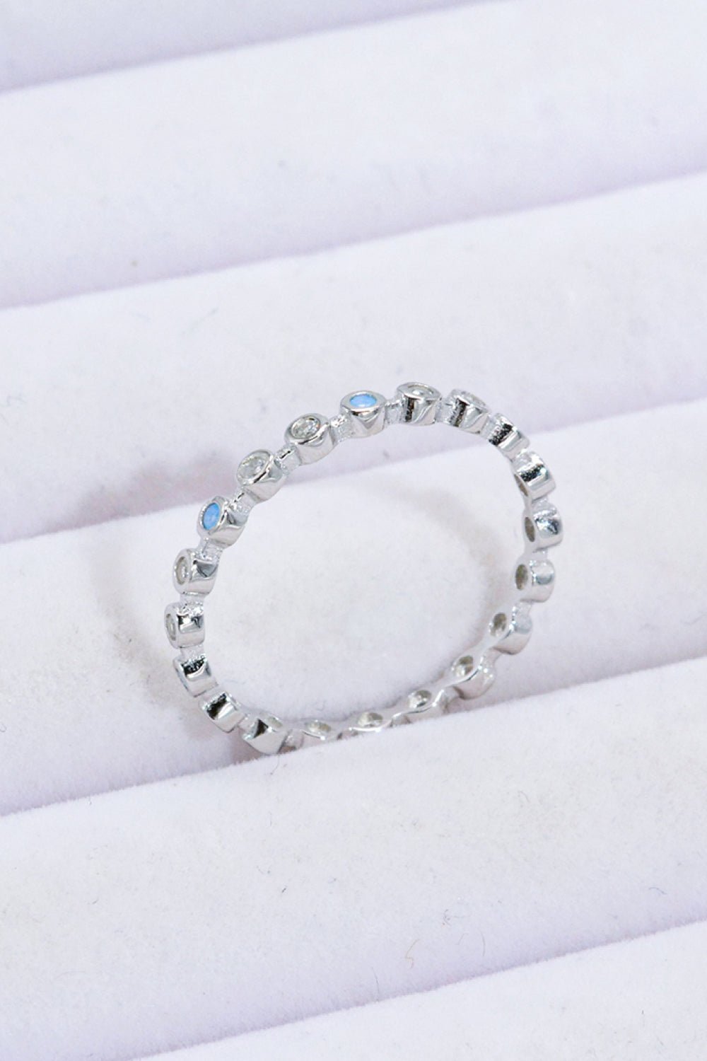 925 Sterling Silver Zircon and Natural Moonstone Ring - Loulou Boutique