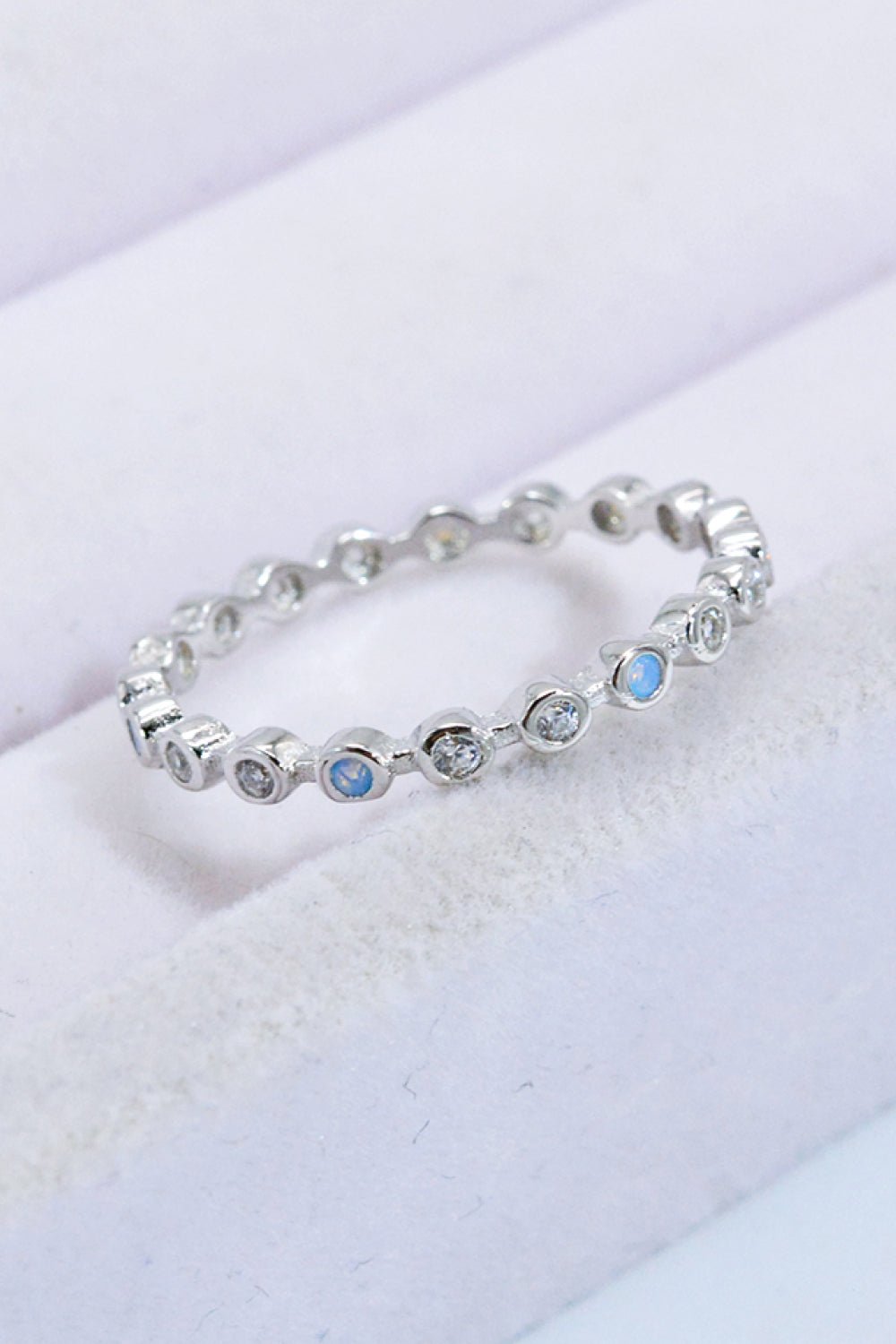 925 Sterling Silver Zircon and Natural Moonstone Ring - Loulou Boutique