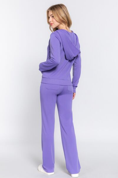 ACTIVE BASIC French Terry Zip Up Hoodie and Drawstring Pants Set - Loulou Boutique