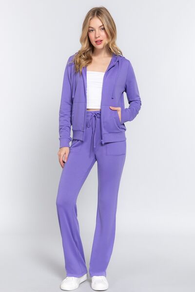 ACTIVE BASIC French Terry Zip Up Hoodie and Drawstring Pants Set - Loulou Boutique