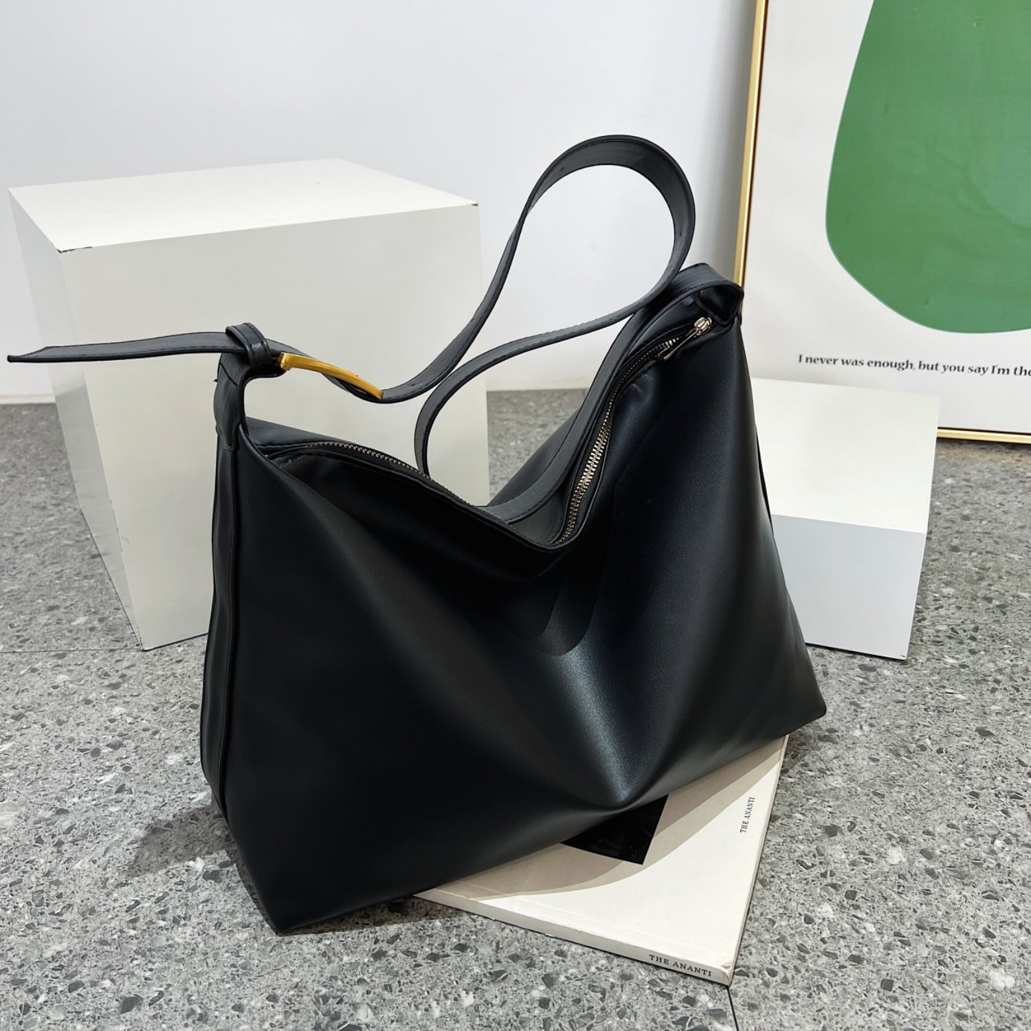 Adjustable Strap PU Leather Handbag - Loulou Boutique