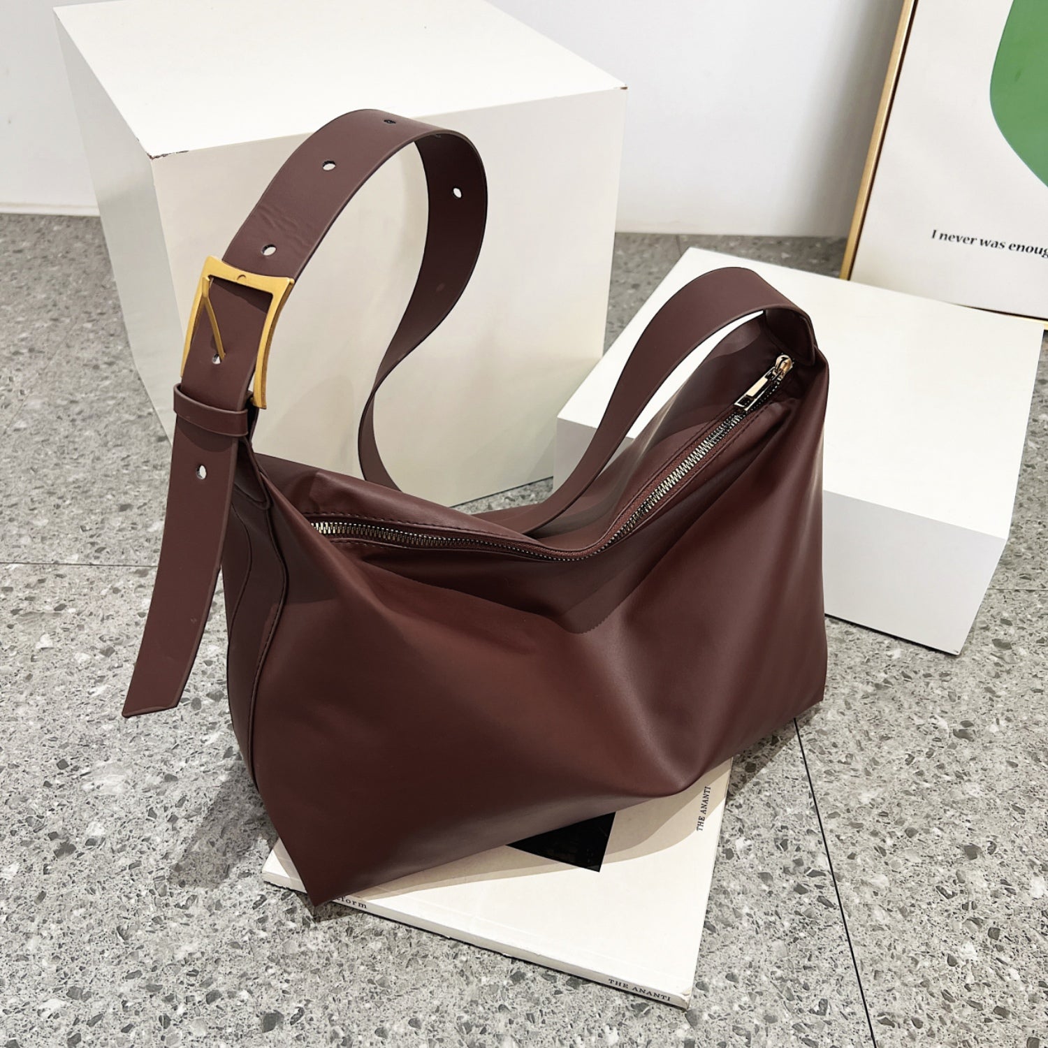Adjustable Strap PU Leather Handbag - Loulou Boutique