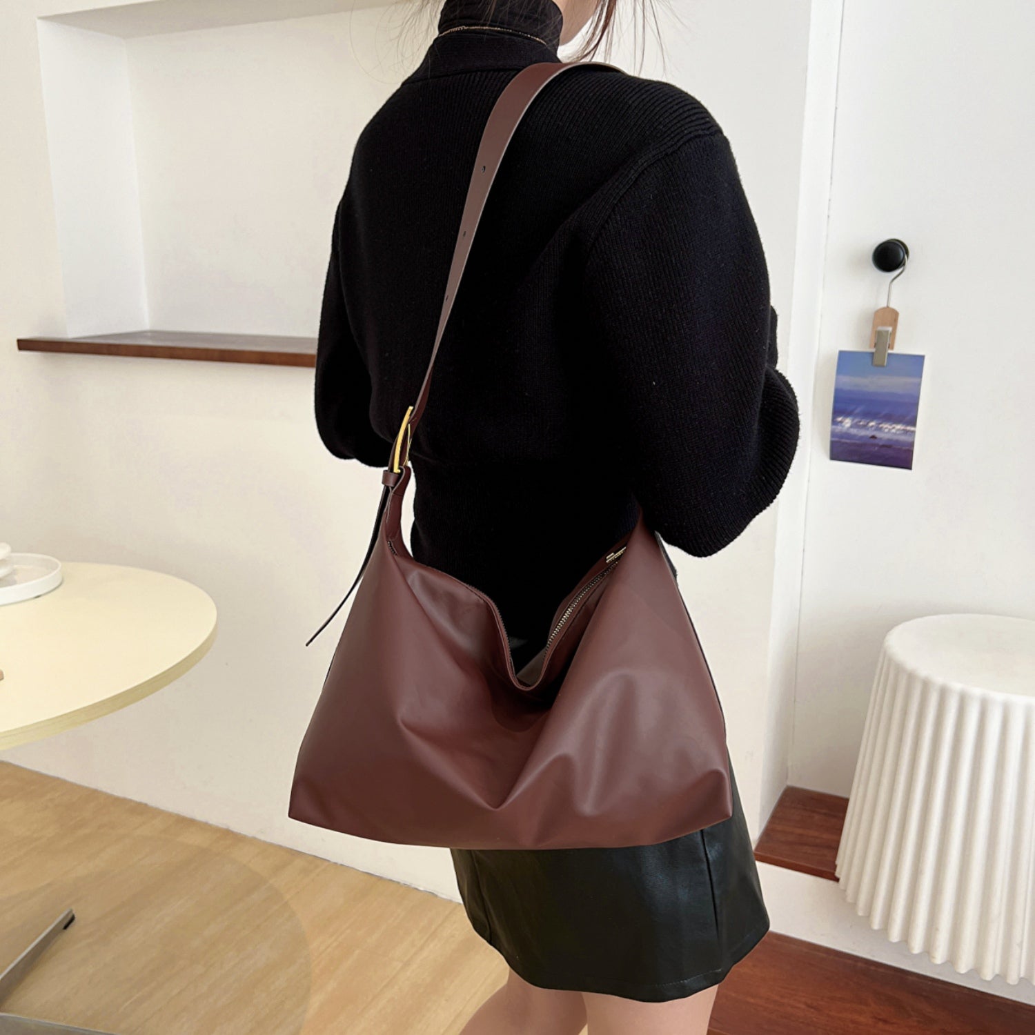 Adjustable Strap PU Leather Handbag - Loulou Boutique
