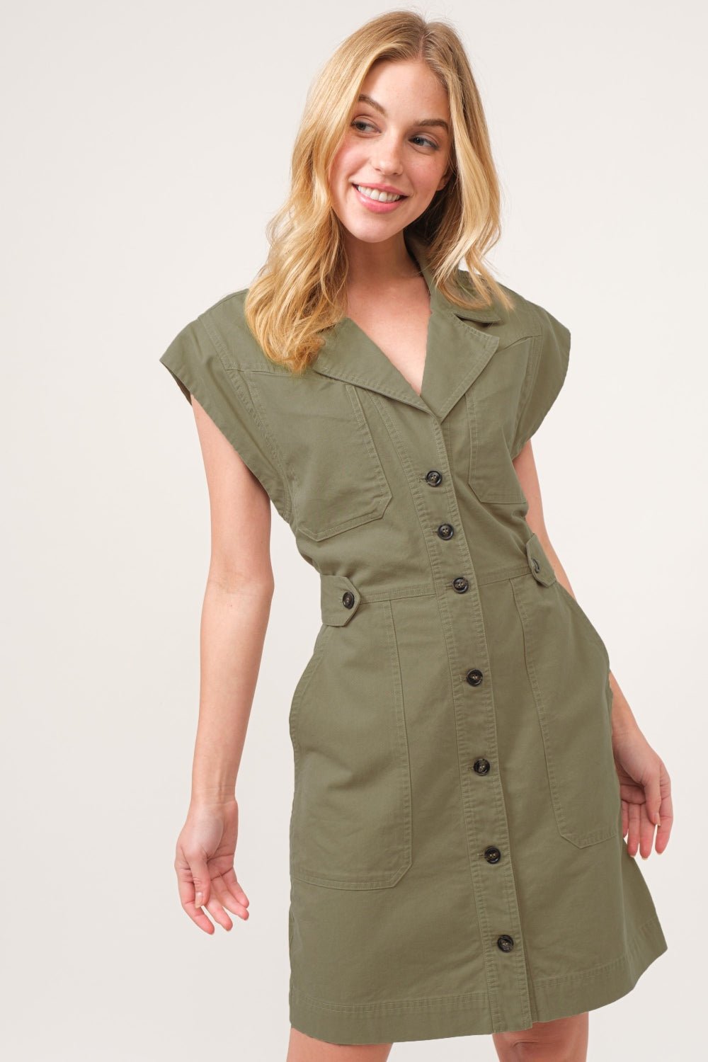 And The Why Button Up Sleeveless Dress - Loulou Boutique